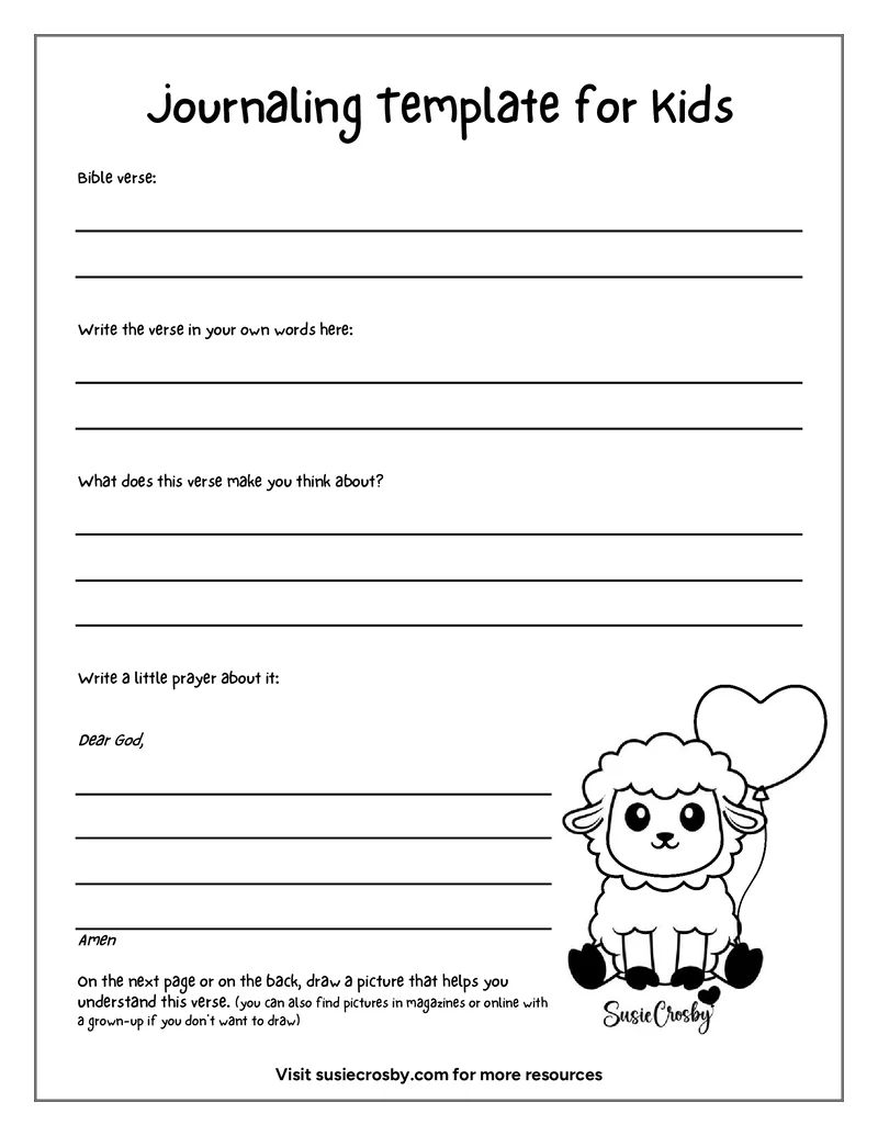 Journaling Template for Kids - Susie Crosby