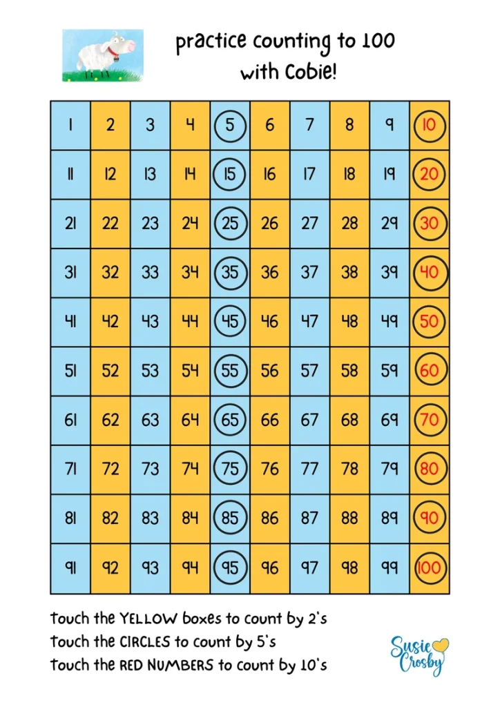 Where is Sheep 100? Skip Counting by 2 Number Chart